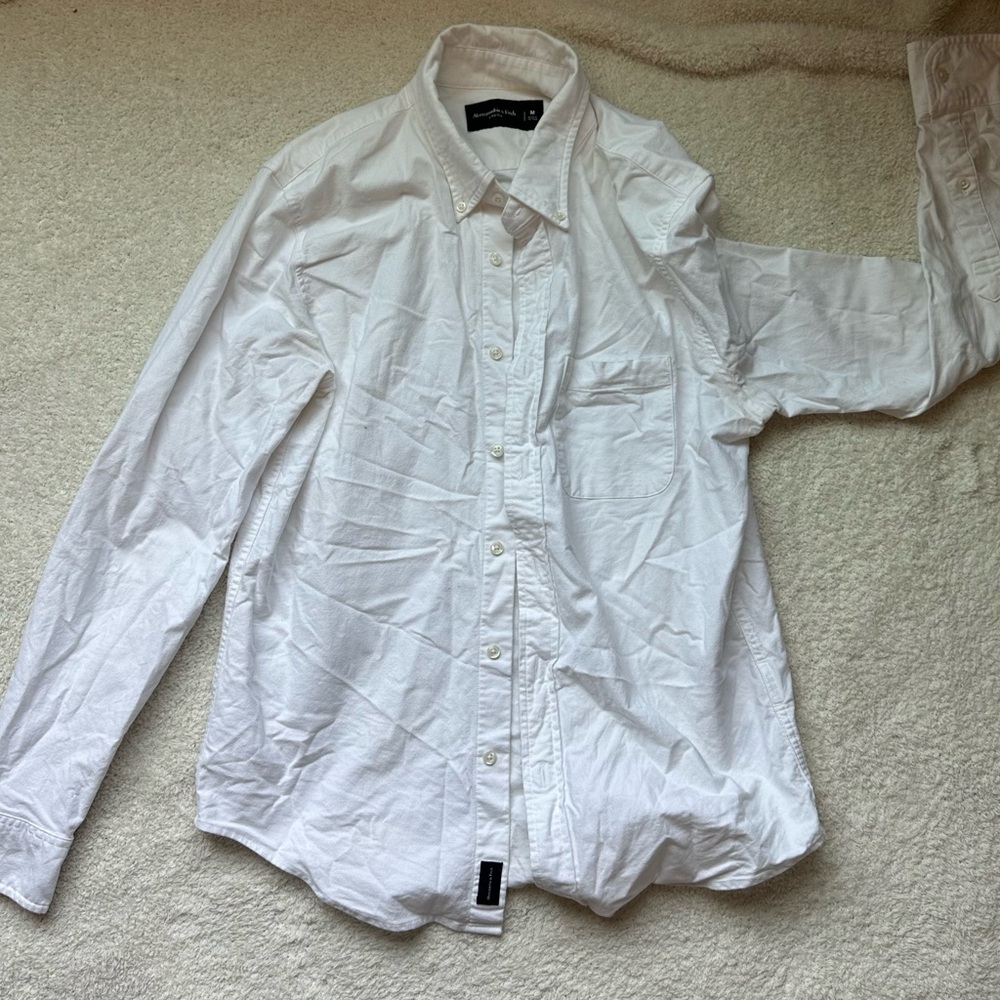 Abercrombie & Fitch White Casual Button Down Oxford